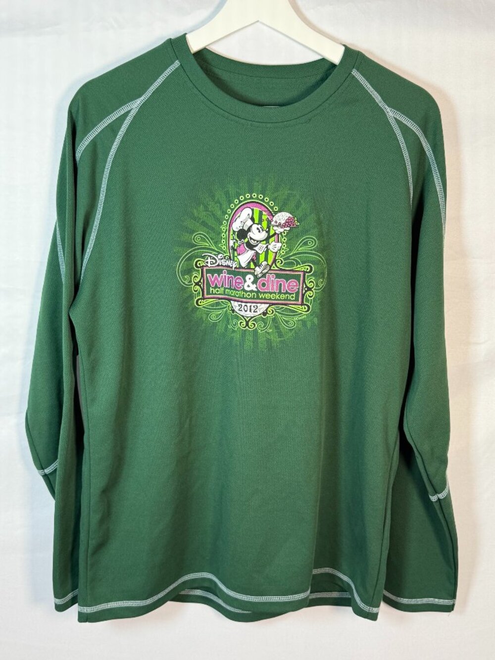 RunDisney Disney Wine & Dine Half Marathon 2012 LS Shirt Green Medium Champion